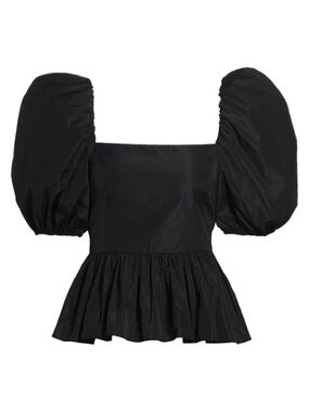 Cinq à Sept Maura Puff-Sleeve Top Black